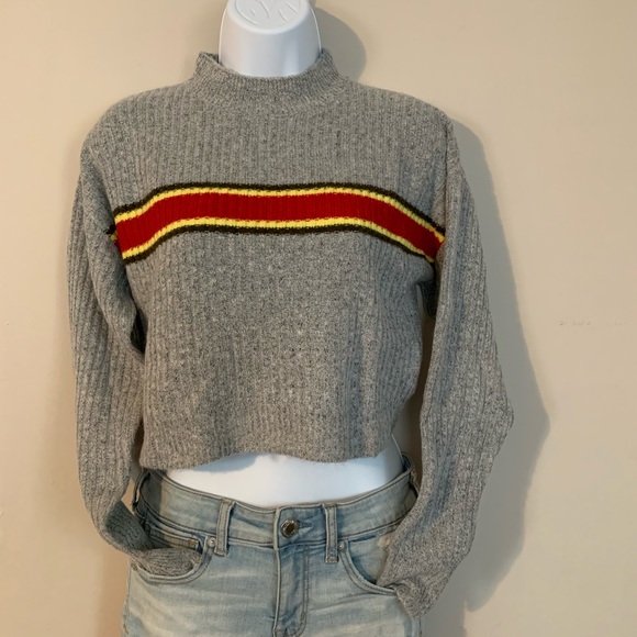 NEW! knit sweater - grey with red racing stripe - Picture 2 of 9